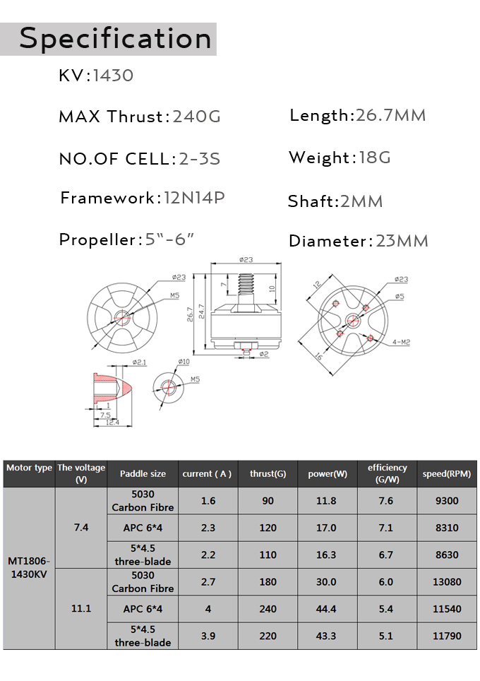 Emax MT1806 1430KV Plus and CCW Brushless motors in India
