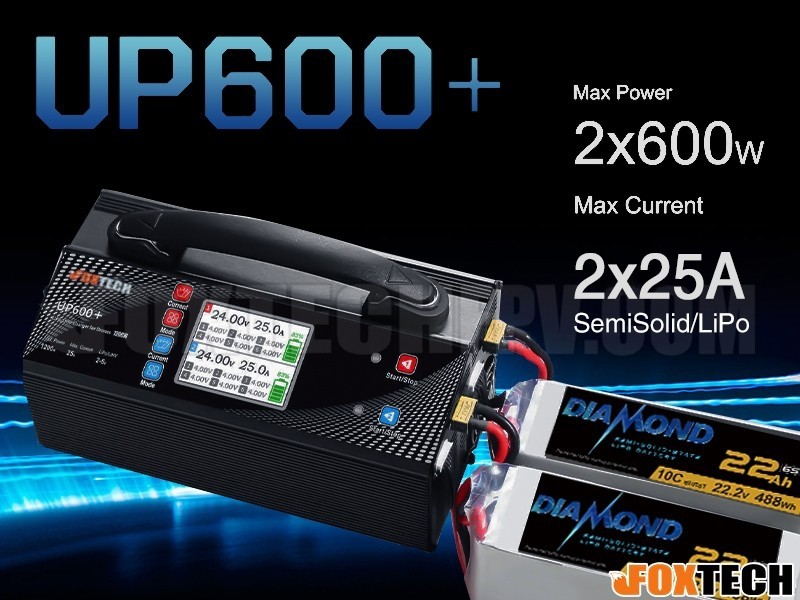 Ultra Power UP600+ AC Dual 1200W 2X600W 25A 2-6S Lipo/LiHV Battery Balance Charger Discharger For UAV Drone In INDIA