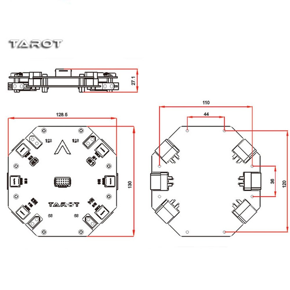 TAROT TL2996 High Current Distribution Board Power Distribution Management Module 12S 480A for DIY 4-axis / 6-axis Drone Kit  in India