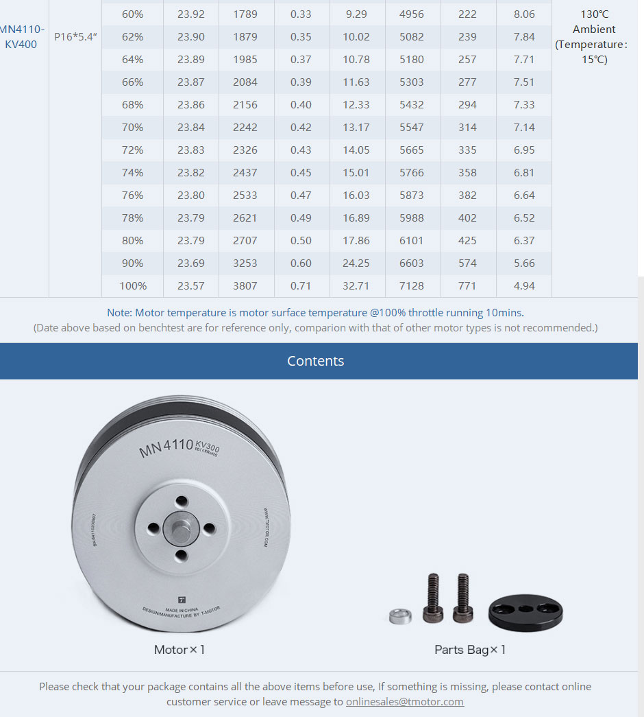T Motor MN4110 Multirotor Fixed Wing Motor KV400 - Image 13