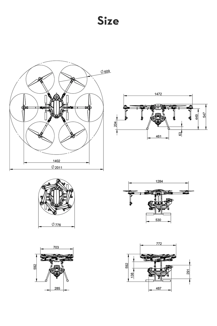EFT E610 M 10L 6 Axis Agricultural Drone Frame in India Features