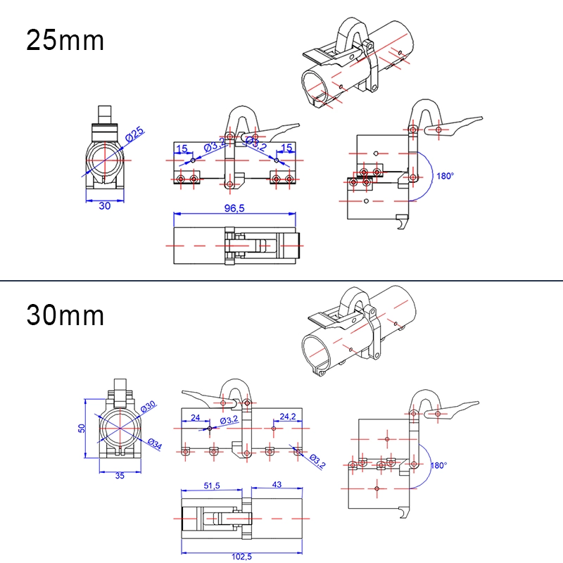 VYOM 25mm Folding Arm Tube Joint Hinge CNC Aluminum Pipe
