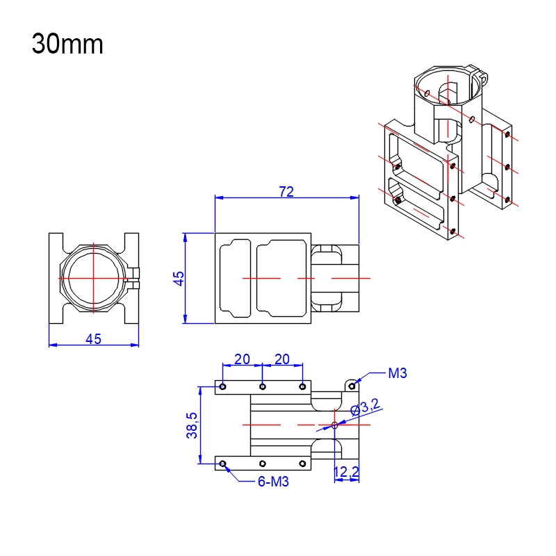 VYOM Aluminum Alloy 30mm Center Plate Mount Holder for RC Multirotor Drone