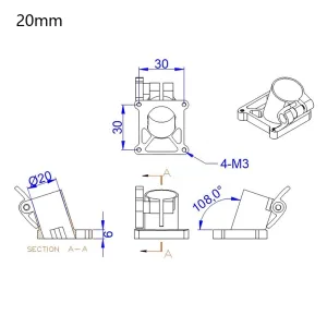 VYOM 20mm Quick Release Tripod Aluminum Tilt Fixed Seat Landing Gear Connector