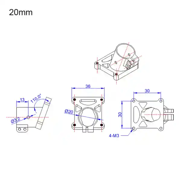 RJX 1pcs 20mm Tripod Aluminum Tilt Fixed Seat Landing Gear Connector in India (4)